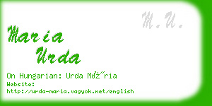 maria urda business card